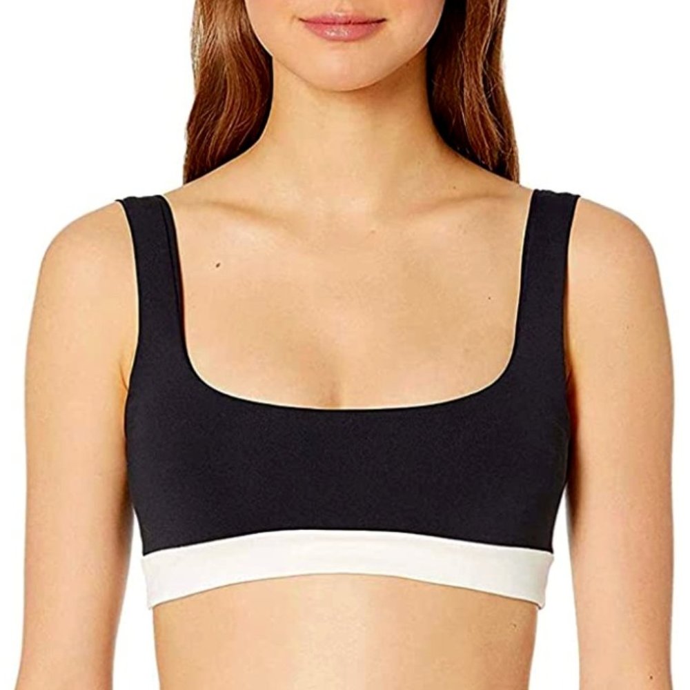 L*Space Colorblock Miller Bikini Top Black/Cream XS NWT